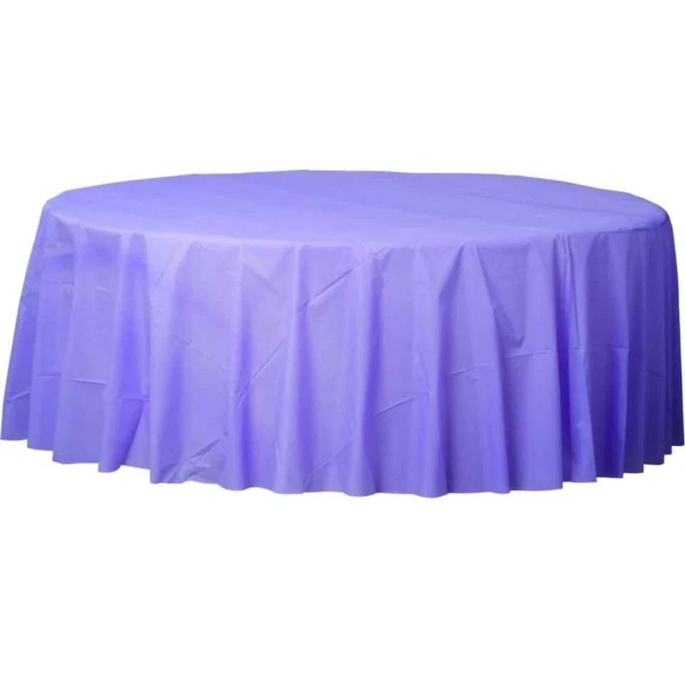 Lavender Solid Colour Round Plastic Table Cover Tablecloth Party Decorations - image 1 of 1
