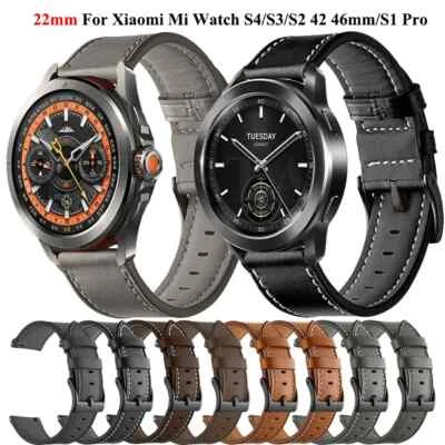 22mm Leder Armband für Xiaomi MI Watch S4 S3 S2 S1 /2 Pro S2 42 46mm Wrist Strap - Bild 1 von 4