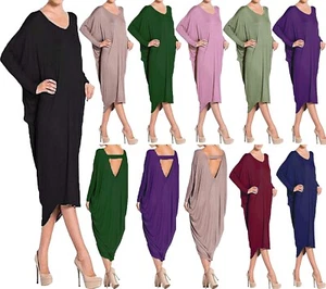 Vestido midi largo holgado elegante informal con cuello redondo sin espalda liso para mujer - Imagen 1 de 16
