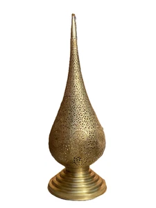 Lampada da terra in ottone altezza 40 pollici marocchina fatta a mano, lampada da tavolo illuminazione vintage - Foto 1 di 11