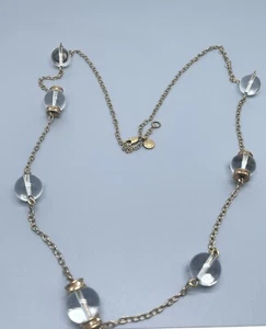 J CREW klare Glasperlen mit Strass Akzenten goldfarben Station lange Halskette - Bild 1 von 7