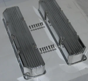 1976-87 Jeep AMC Pol Finned Fabricated Aluminum Valve Covers V8 304 360 390 401 - Bild 1 von 6