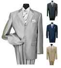 Men's 3 Button Elegance Wool Feel Suits Shark Skin Look Silver 58025