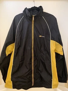 Reebok Vintage 90s Windbreaker Jacket Mens XL Black Yellow Colorblock Full Zip - Picture 1 of 15