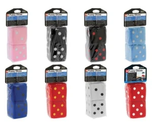 Sumex Hanging Dice Soft Fluffy Furry Van Vehicle Car Rearview Mirror Spotty Dice - Picture 1 of 30