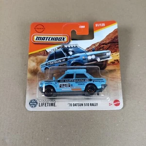 Tarjeta corta Matchbox 2025 '70 Datsun 510 Rally #51 - Imagen 1 de 2