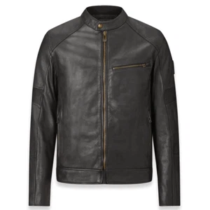 Belstaff Vanguard Motorcycle Leather Jacket - Antique Black - Picture 1 of 4
