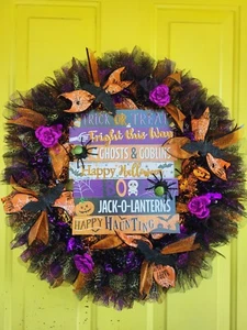 Halloween wreath With Lights for front door - Picture 1 of 4