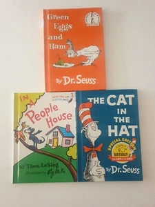Vintage Dr Seuss Books - Cat In The Hat & Green Eggs -people House, Hardcover . - Picture 1 of 8