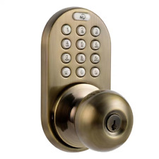 Electronic Door Knob Keyless Back-Lit Keypad Entry Single Cylinder Antique Brass