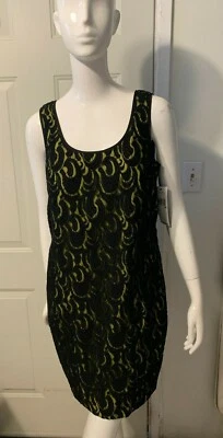 Vestido DKNY Negro Encaje Superpuesto Lima Algodón Nylon Poli Bodycon Talla 6 Nuevo con Etiquetas Foto 1 de 4