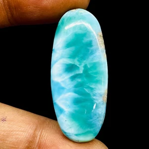 41.00 Cts Natural Larimar 39x16mm Oval Loose Cabochon Untreated Gemstone - Picture 1 of 9