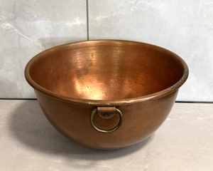 Vintage Mid Century Heavy Copper Mixing Bowl Brass Ring Rolled Edge 10.25" - Picture 1 of 10