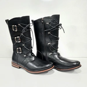 Mode Herren Biker Reitstiefel Seitlicher Reißverschluss Motorradstiefel EU45 US11 - Bild 1 von 11