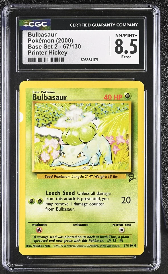 CGC 8.5 Bulbasaur 2000 Base Set 2 67/130 Error Pokemon Card - Image 1 of 2