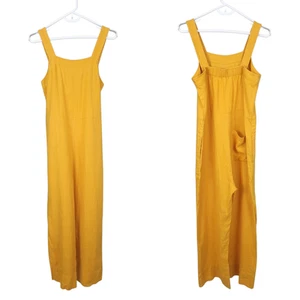 EVERLANE Women's Jumpsuit 2 Yellow Linen Square Neck Sleeveless Pockets Casual - Picture 1 of 7