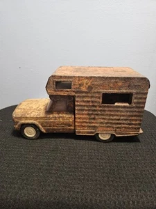 Vintage Tonka Toy Pickup W/ Camper Pressed Steel Restoration Or Parts - Picture 1 of 18