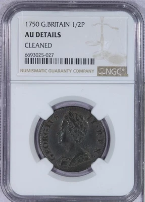 1750 G.Britain Half Penny 1/2P NGC AU Details - Image 1 of 4