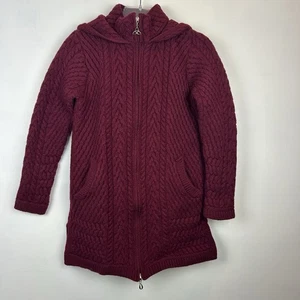 Aran Crafts Strickjacke Pullover Damen XS Irland 100% Merinowolle Kapuze Full Zip - Bild 1 von 9