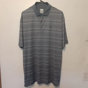 Polo Callaway Uomo Grande Grigio Righe Golf Performance Opti-Dri Outdoor - Foto 1 di 7