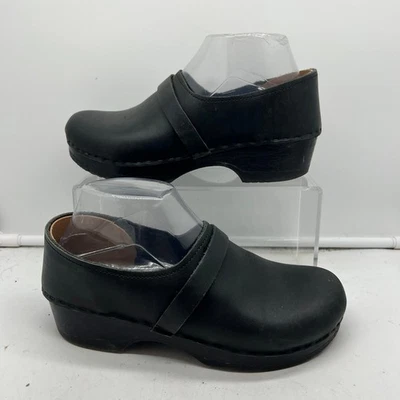 Zapatos zueco SVEN para mujer 38 EE. UU. 7,5 cuero madera tacones negros clásicos Foto 1 de 4