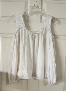 Denim & Supply Ralph Lauren Gr. Small Damen Boho Cold Shoulder Weiß Top - Bild 1 von 3