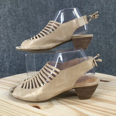 Paul Green Sandals Womens UK 6.5 Slingback Trisha Heels Peep Toe Tan Leather - Image 1 of 4