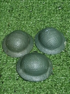 VINTAGE ORIGINAL PALITOY/HASBRO ACTION MAN GREEN BRITISH INFANTRY HELMET x3 - Picture 1 of 6