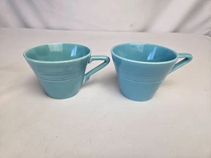 Vintage Harlequin By Homer Laughlin  3.5 inch Teacups, 1 Spruce, 1 Turquoise - Picture 1 of 8
