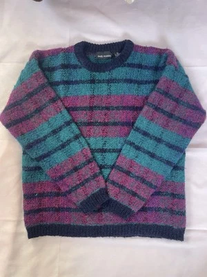 Suéter Paul Harris Grande Rayas Azules y Púrpura De Colección Lana Mohair Foto 1 de 4