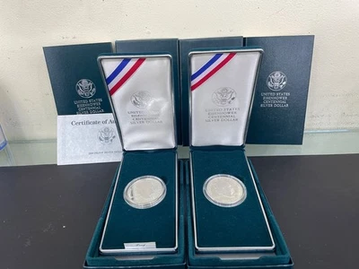 LOT of TWO (2) 1990 Eisenhower Centennial 90% Silver Dollar Proof Coin nice - Image 1 of 4