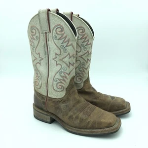 Justin Boots Bent Rail Square Toe Womens 7 B Brown Leather Cowboy Pull On Boots - Picture 1 of 7