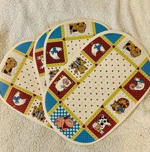 Vintage Set Of 4 Vinyl Placemats - Rustic Decor - Country Decor - Picture 1 of 8