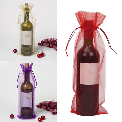 30 Pack Organza Wine Bottle Gift Bags w/ Drawstring For Wedding Party Favour UK - Image 1 of 4