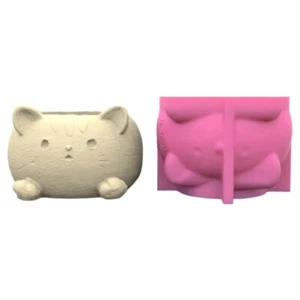 Holder Resin Mold Gypsum Flower Pots Silicone Molds Cat Epoxy Resin Molds - Picture 1 of 8