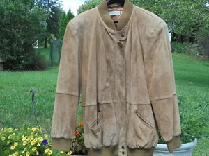 Women's Size 14 Brown Jacket Suede Leather - Picture 1 of 7