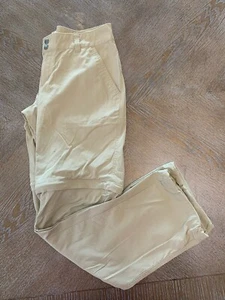 "Pantalones de senderismo convertibles Columbia beige talla 10 cremallera cintura 33"" entrepierna 29"" nailon" - Imagen 1 de 7
