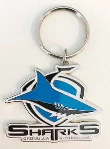 33043 CRONULLA SHARKS NRL METAL TEAM LOGO KEY RING KEYRING CHAIN - Picture 1 of 1
