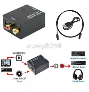 Optical Coaxial Toslink Digital to Analog Audio Converter Adapter RCA L/R 3.5mm - Picture 1 of 5