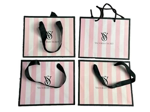 4 VICTORIA’S SECRET VS Signature Pink Striped Logo Paper Shopping Gift Bags NEW - Picture 1 of 1
