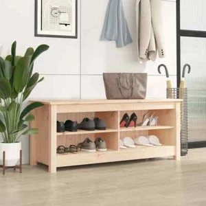 Shoe Storage Bench Solid Pine Wood Shoes Organiser Hallway Rack Cabinet Shelf - Picture 1 of 8