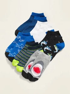 Old Navy Kids Youth Boys Shark Solid Striped No Show Socks 6 Pack Size Large - Picture 1 of 1