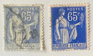 ERROR 1937 FRANCE STAMP LIGHTER SHADE (LEFT) NORMAL (RIGHT) - Picture 1 of 4