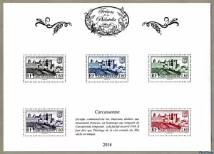 France 2018 Treasures Philately architecture CARCASSONNE castle stronghold ms5v - Picture 1 of 1