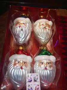 Set Of 4 Glass Santa Claus Hand Painted Ornaments 2004 USPS FREE SHIPPING - Picture 1 of 6