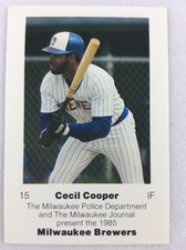 1985 Milwaukee Brewers Police Baseball Card #15-Cecil Cooper
