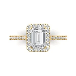 1,86 kt Smaragdschliff VVS1 Zirkonia Diamant Verlobungsring 14 K Gelbgold - Bild 1 von 11