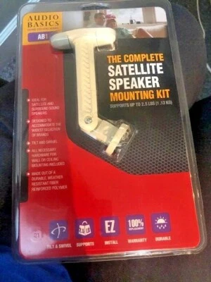 New White OmniMount Audio Basics AB1-W Complete Satellite Speaker Mounting Kit  - Image 1 of 2