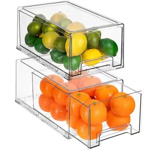Sorbus Fridge Drawers - Clear Stackable Bins - Kitchen Storage (2 Pack, Large) - Picture 1 of 7