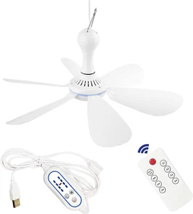 Battery Operated,Power Bank Powered USB Mini Small Ceiling Fan Quiet Camping - Picture 1 of 8